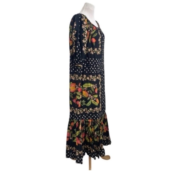 FARM Rio Cocoa Paradise Tropical Square Neck Maxi Dress Black Medium - Picture 6 of 9